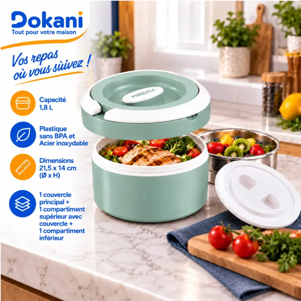 Boîte A Lunch Isotherme Pinnacle 1.8L- Vert (4).webp