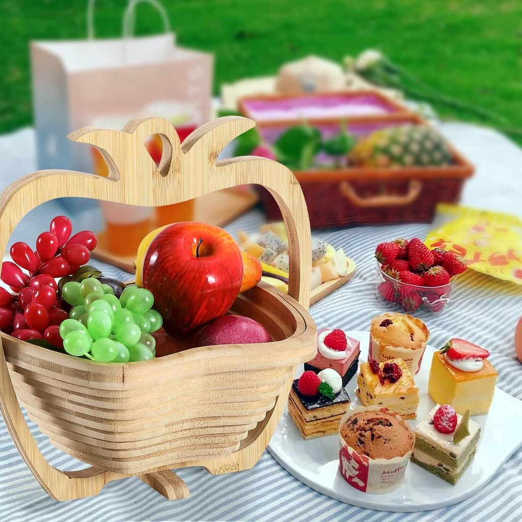 Panier À Fruits En Bois Décoratif Pliable En Forme Pomme