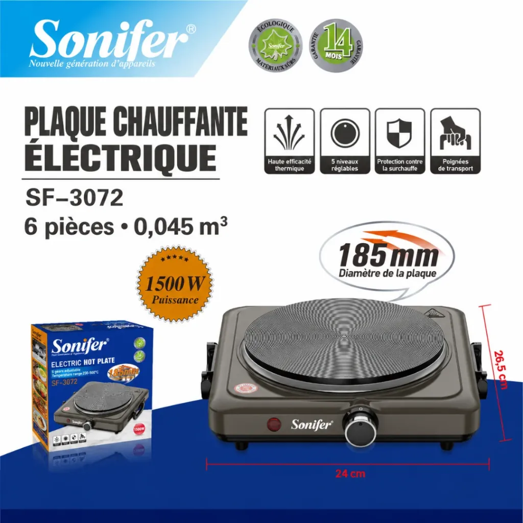 Plaque Chauffante Electrique Sonifer - 1500W (3).webp