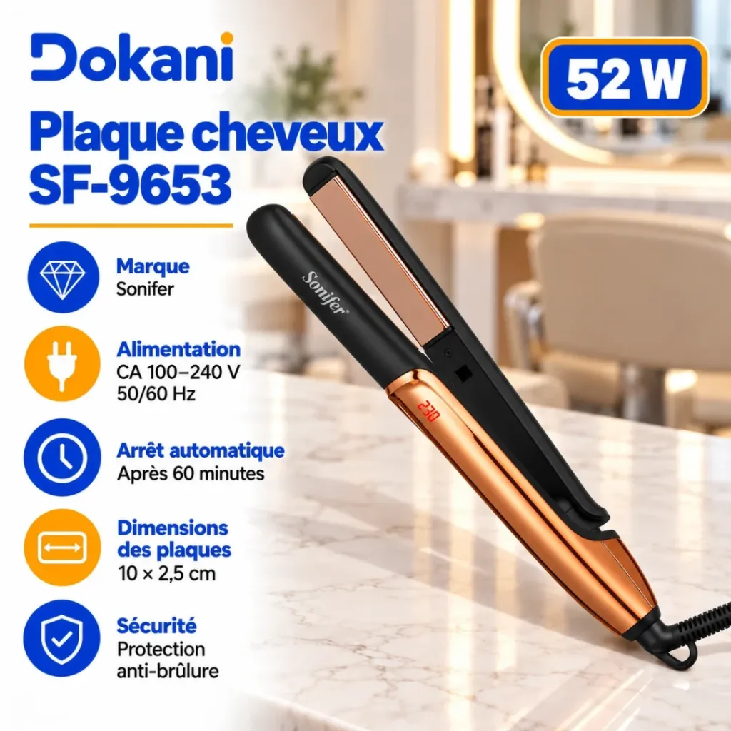 Plaque Cheveux Sonifer Noir - 52W (4).webp