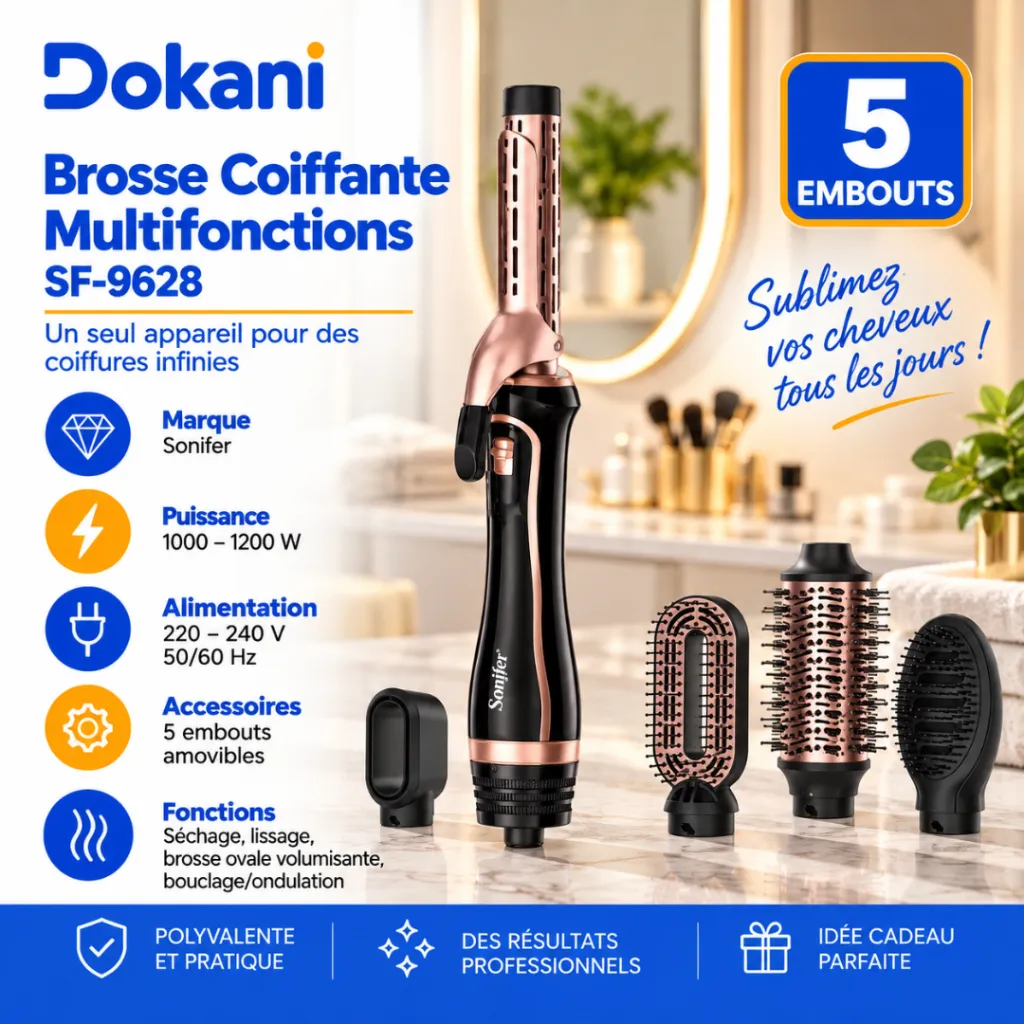 Brosse Coiffante Multifonctions Sonifer 6 en 1 - 1200 W.webp