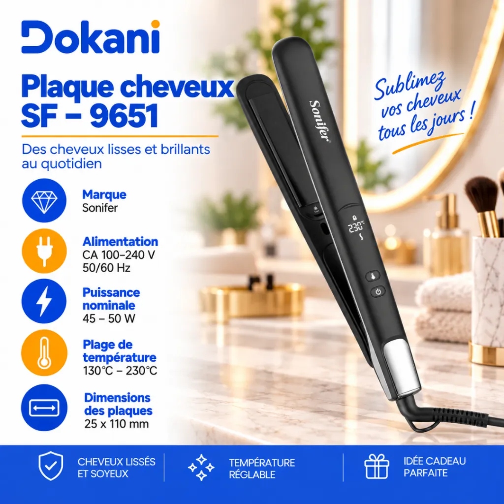Plaque Cheveux Sonifer Noir - 50W (4).webp