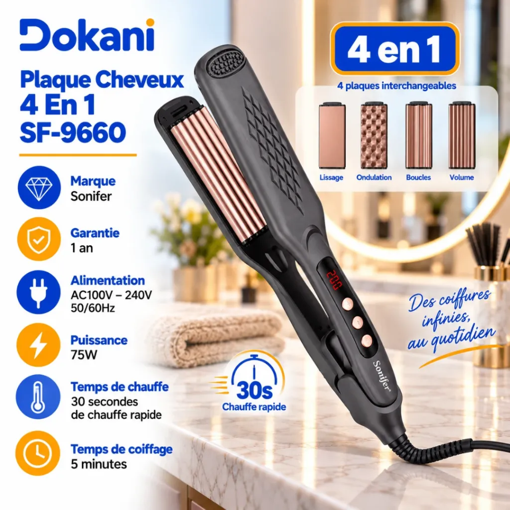 Plaque Cheveux 4 En 1 Sonifer Gris - 75W (7).webp