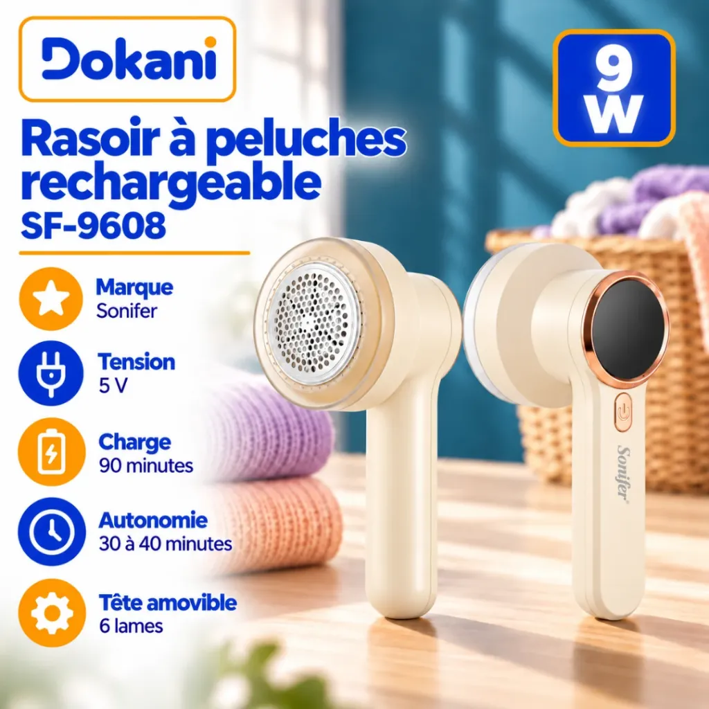 Rasoir A Peluches Rechargeable Sonifer 9W - Beige (1).webp