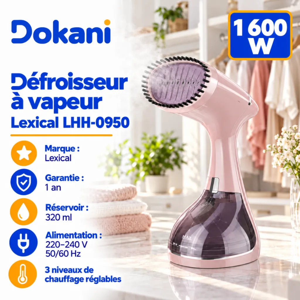 Défroisseur A Vapeur Lexical- 320ml- 1600W -rose (1).webp