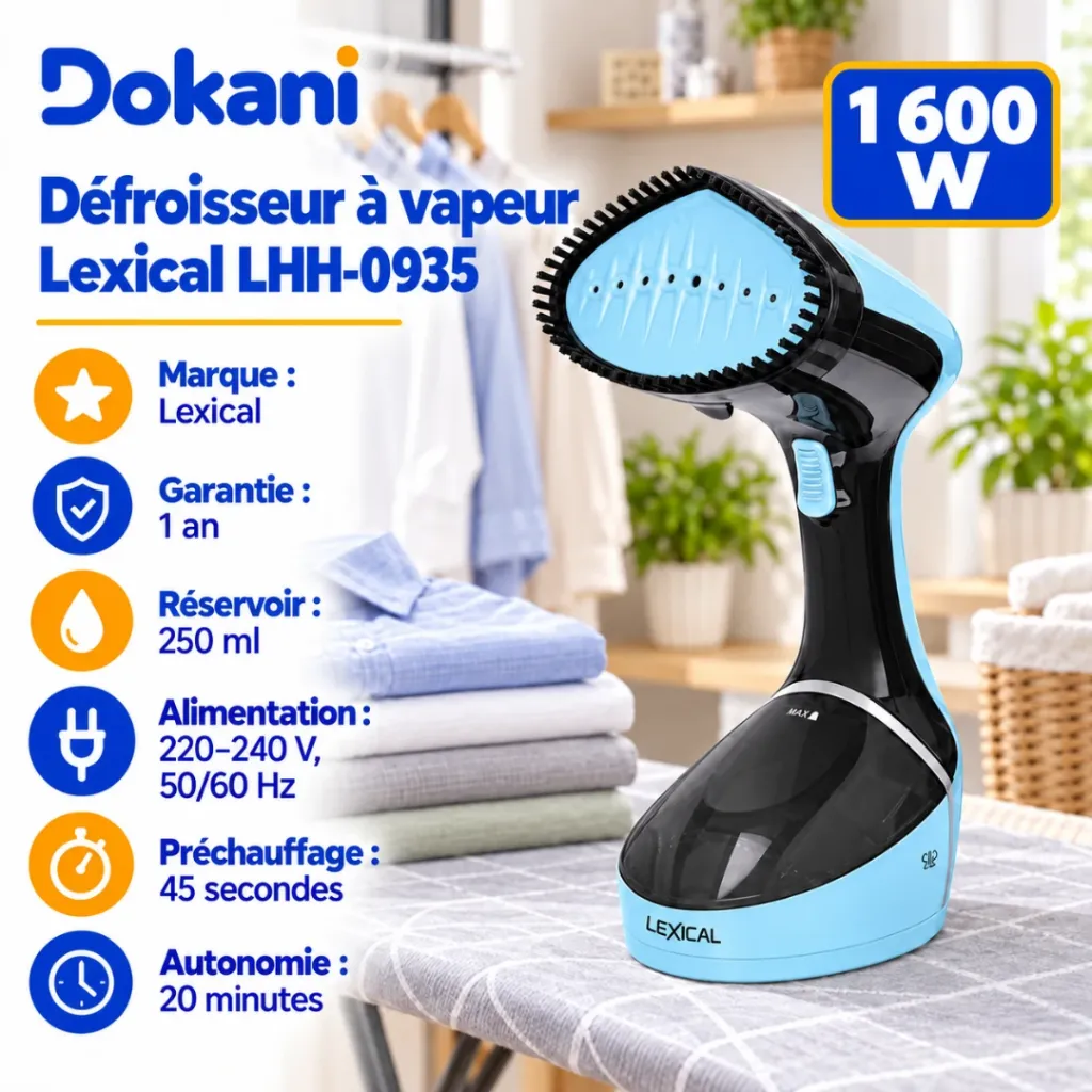 Défroisseur A Vapeur Lexical- 250ml- 1600W Bleu (2).webp
