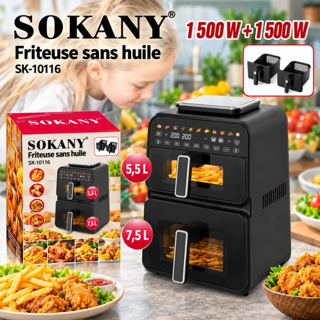 AirFryer Double Compartiment Sokany- 13 L - 3000 W (8).webp