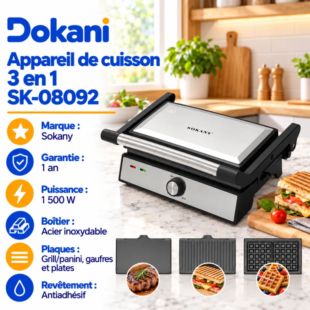 Appareil De Cuisson 3 En 1 Sokany- 1500 W.webp