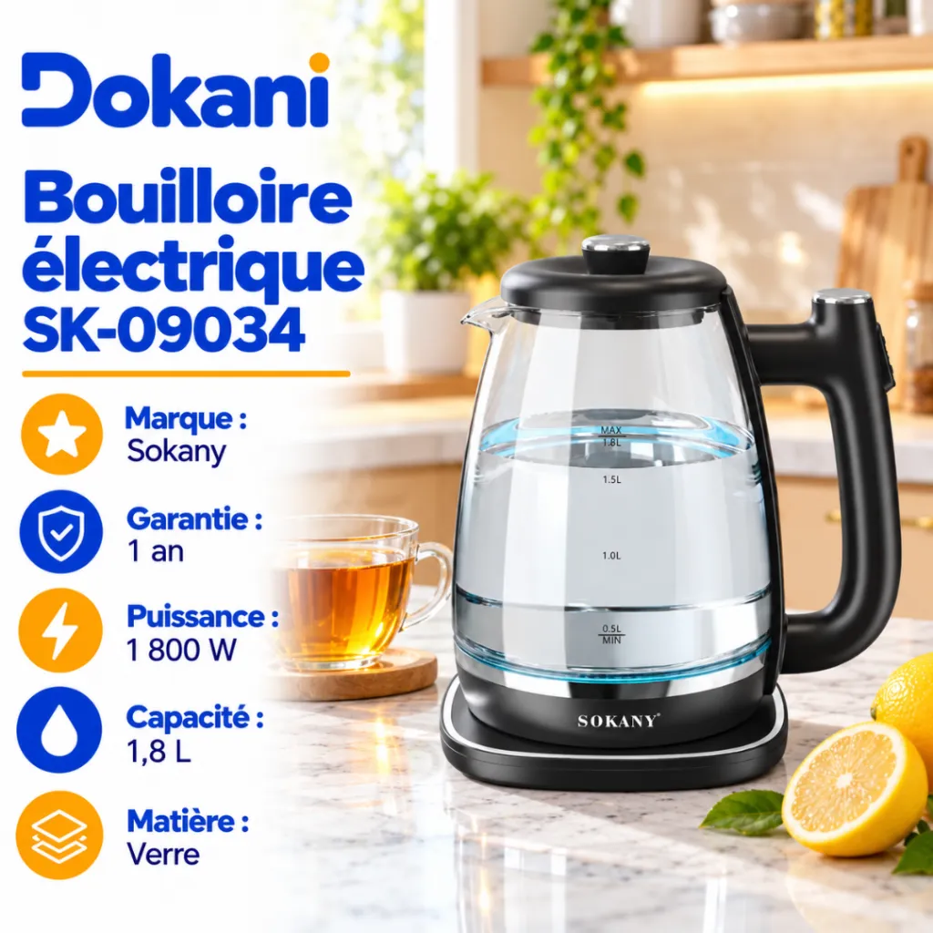 Bouilloire Electrique En Verre Sokany- 1,8 L - 1800 W.webp
