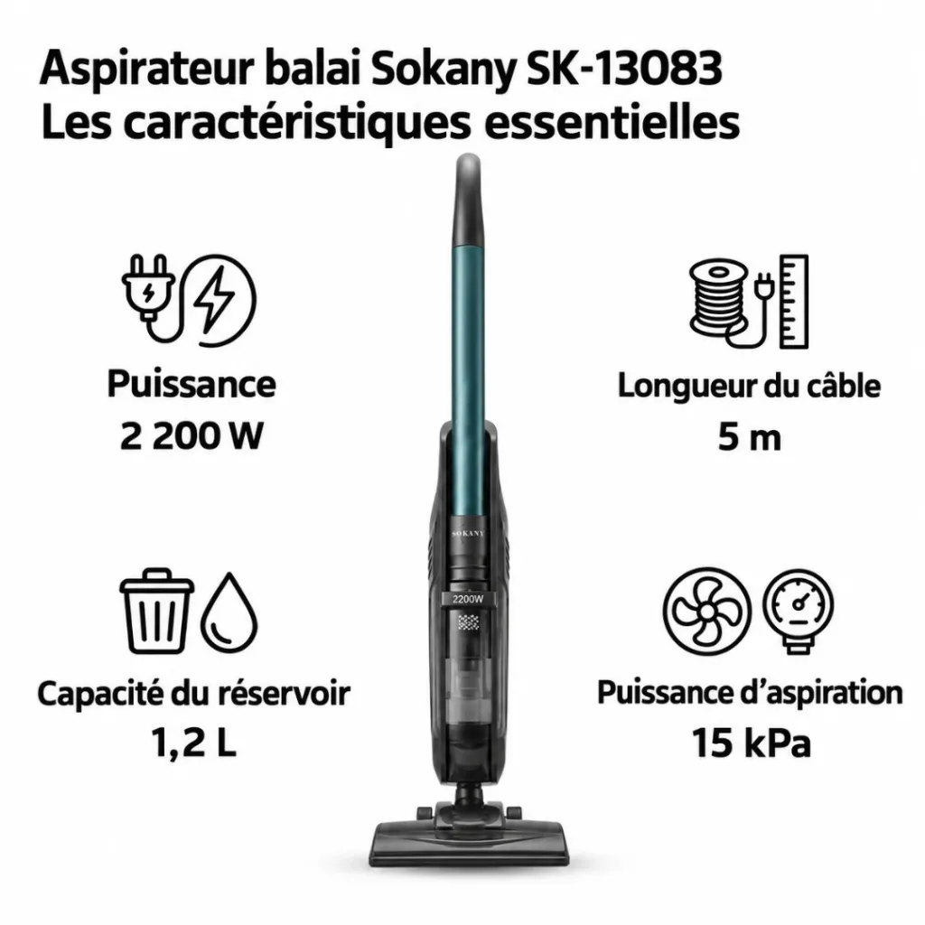 Aspirateur Balai Eau Et Poussière Sokany - 1,2 L - 22000 W (2).webp
