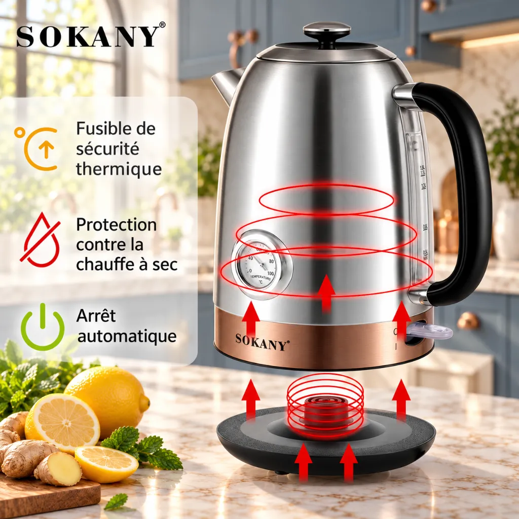 Bouilloire Electrique En Inox Sokany- 1,7 L - 2000 W 4.webp