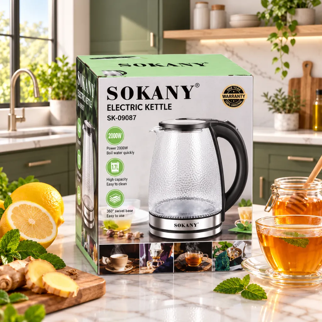 Bouilloire Electrique En Verre Sokany- 1,7 L - 1500 W1.webp