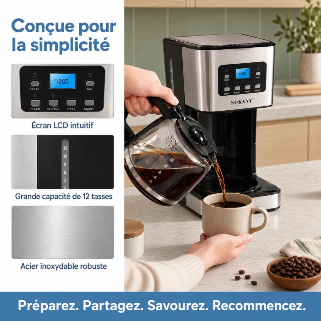 Cafetière Filtre Semi-Automatique Sokany- 1,5 L - 950 W (4).webp