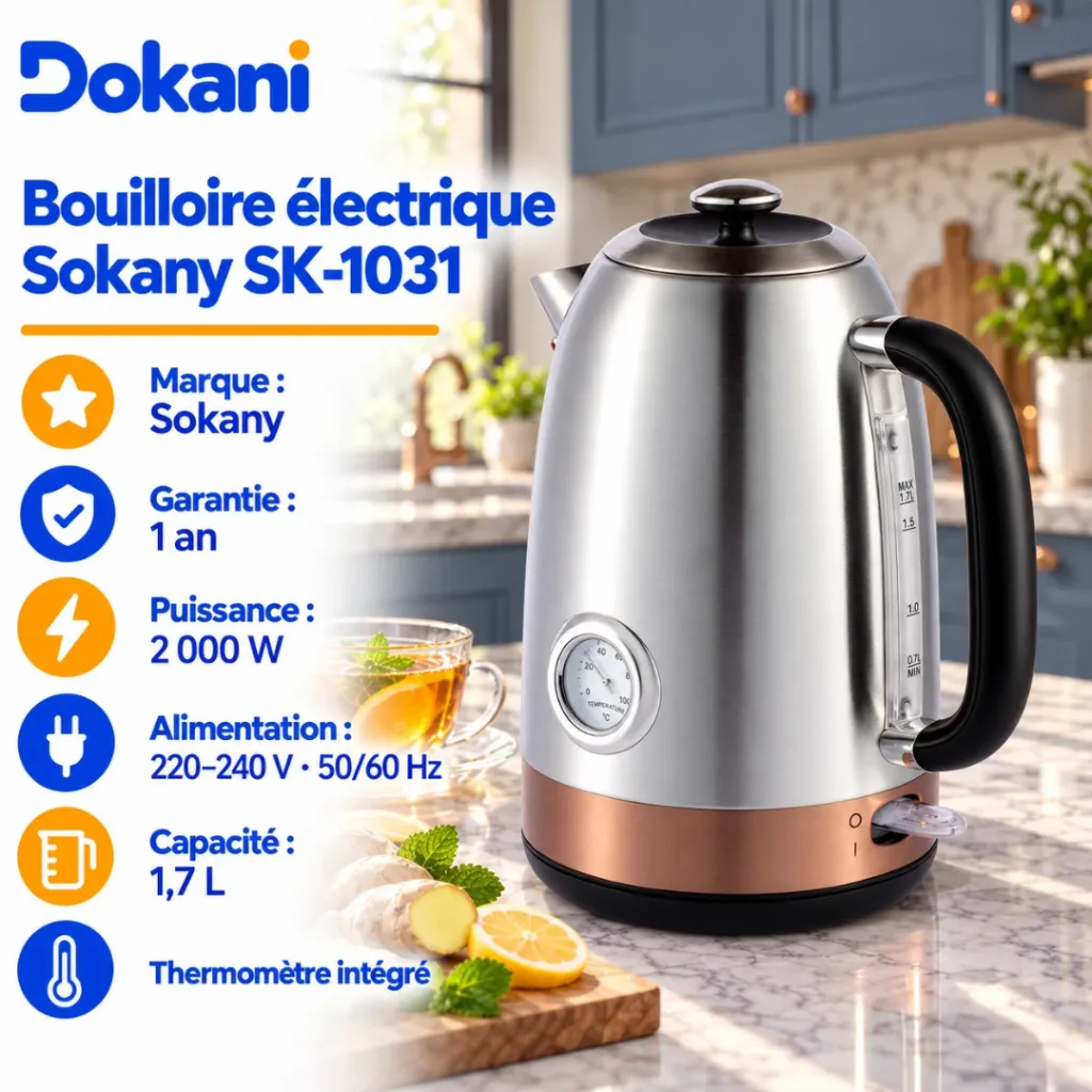 Bouilloire Electrique Avec Thermomètre Sokany- 1,7 L - 2000 W (2).webp