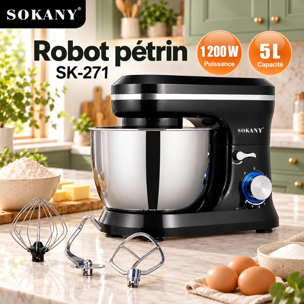 Robot Pâtissier Sokany- 5 L - 1200 W1.webp