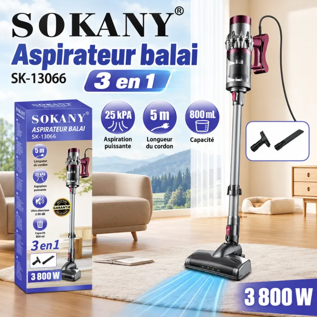 Aspirateur Balai 3 En 1 Sokany - 800 ml - 3800 W (1).webp
