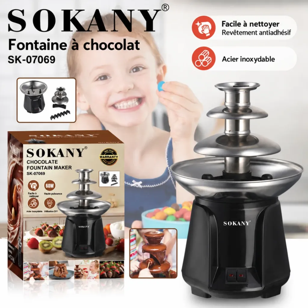 Fontaine A Chocolat Electrique Sokany- 3 niveaux - 60 W (6).webp