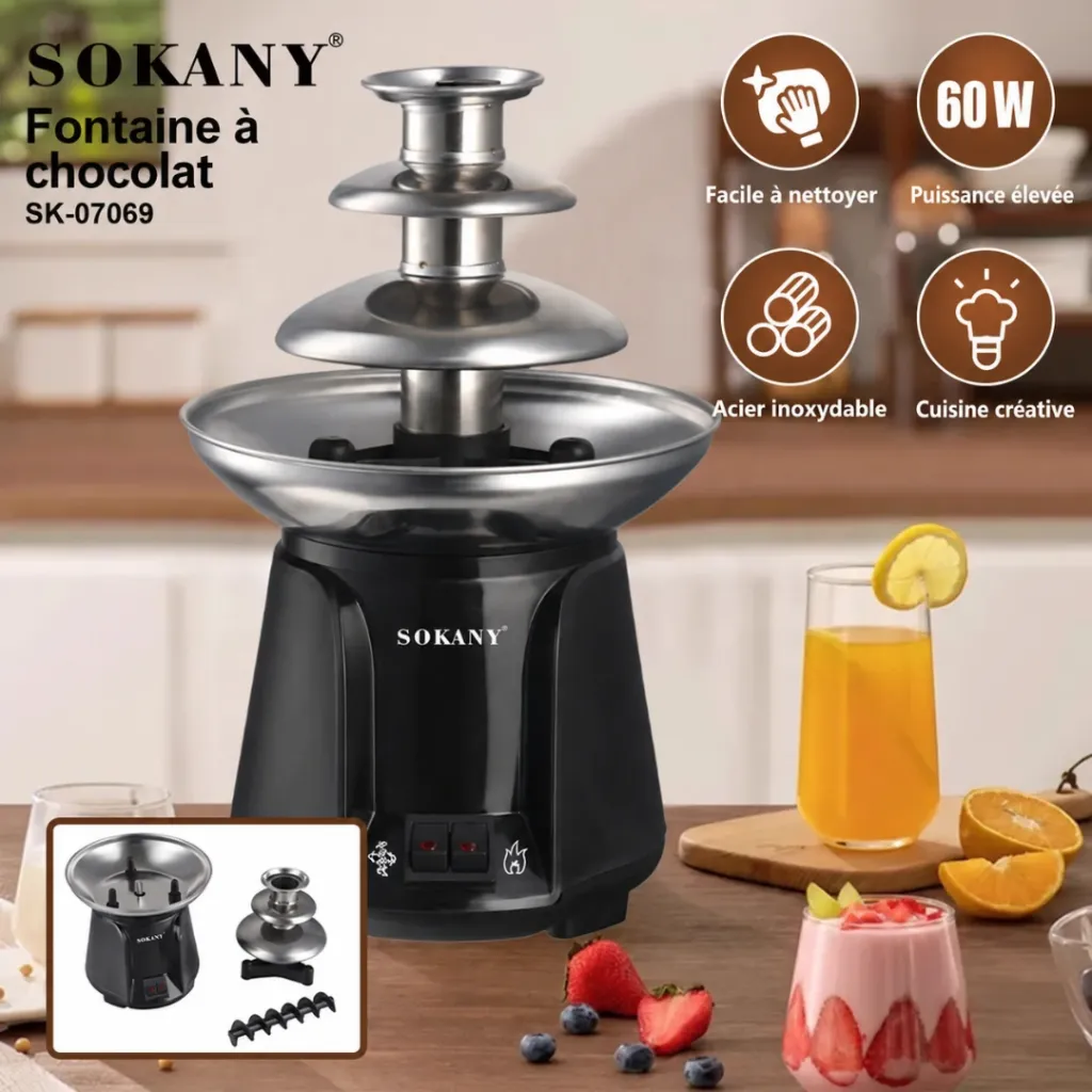 Fontaine A Chocolat Electrique Sokany- 3 niveaux - 60 W (5).webp