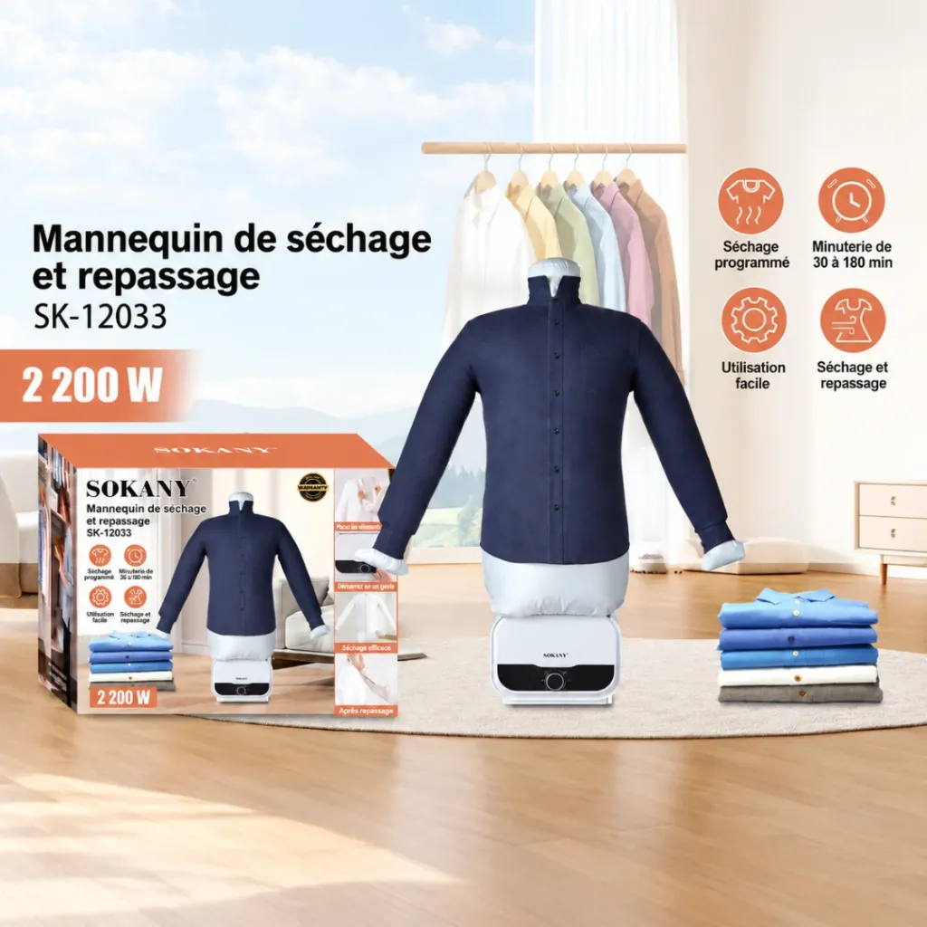 Mannequin De Séchage Et Repassage Sokany - 2200 W (1).webp