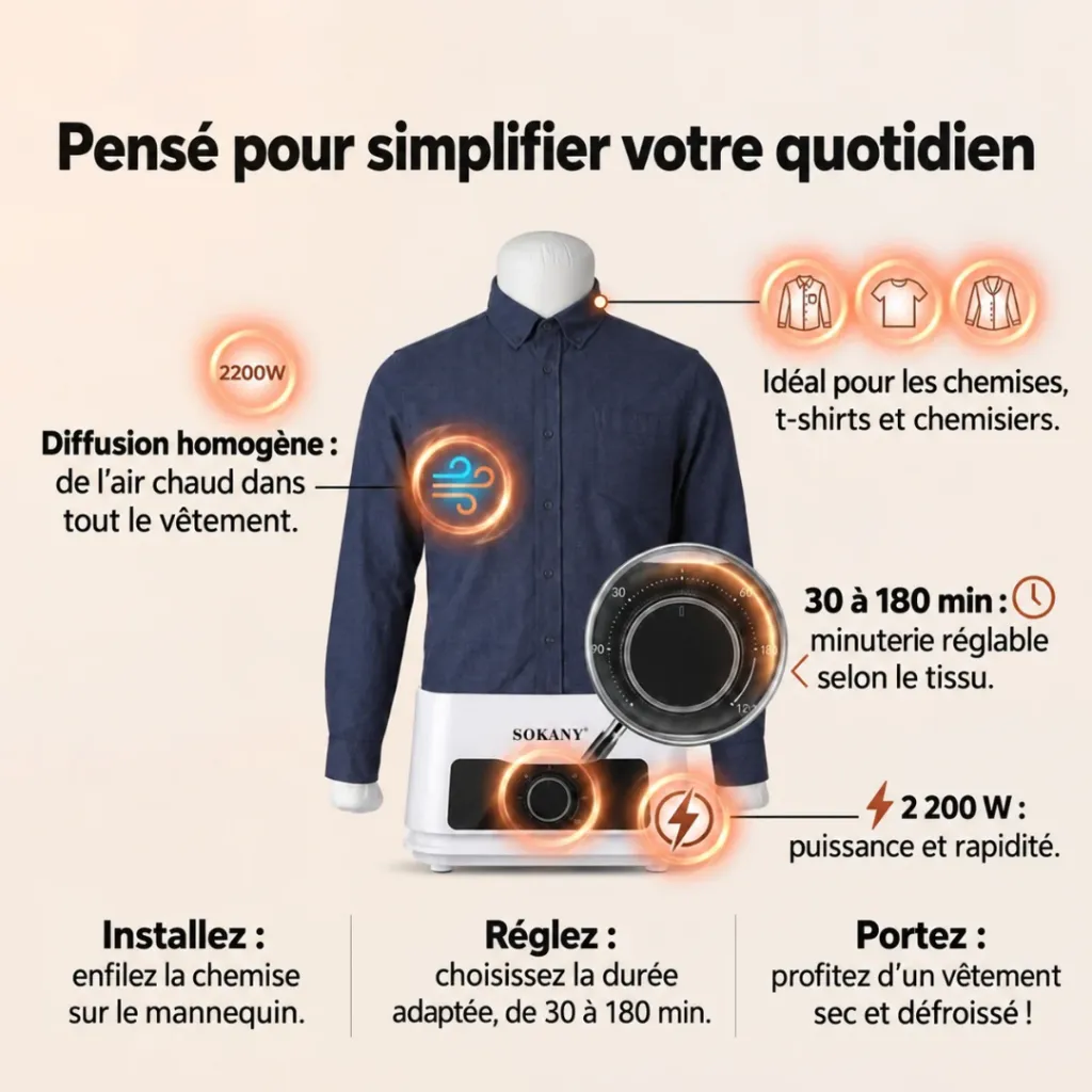 Mannequin De Séchage Et Repassage Sokany - 2200 W (2).webp