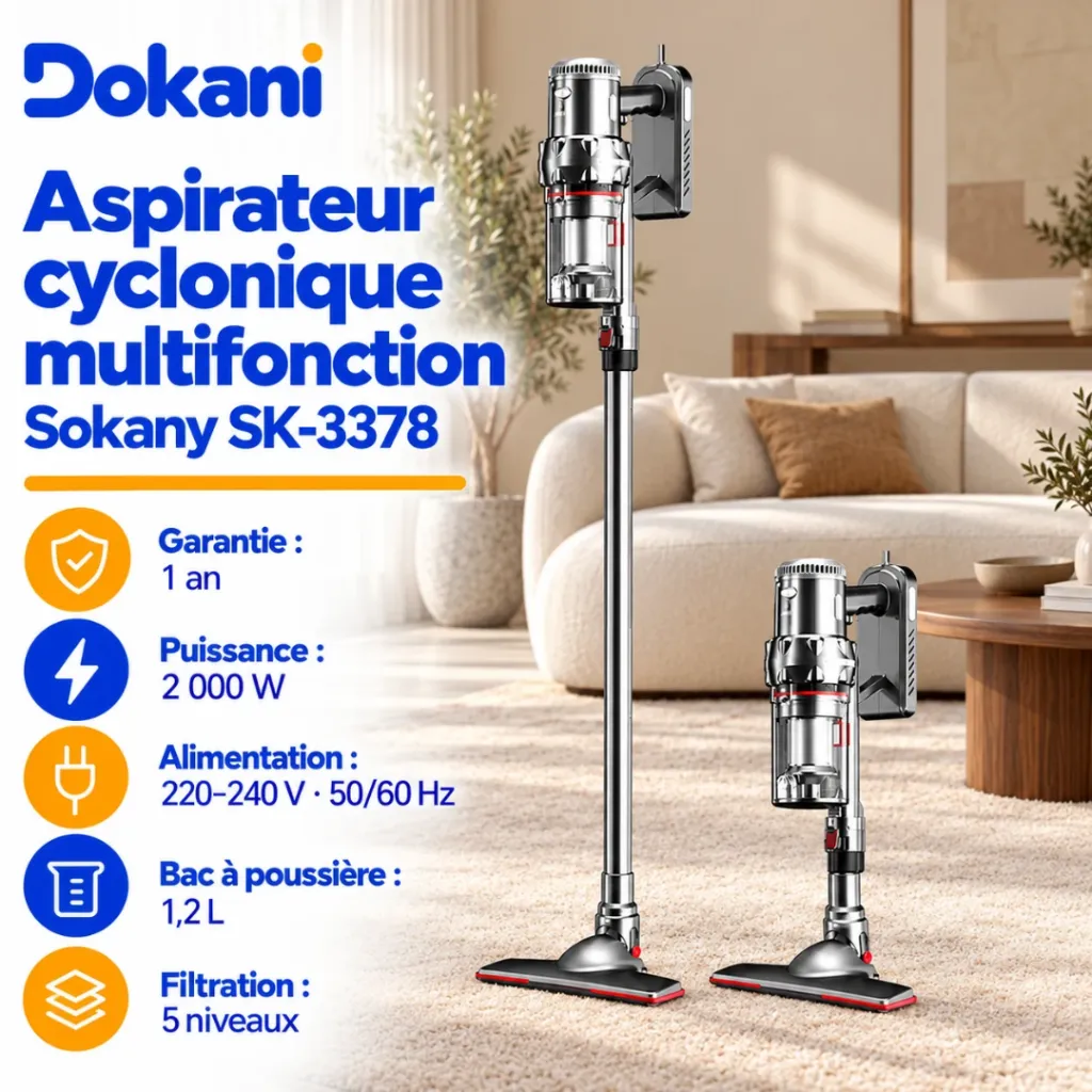 Aspirateur Balai Sokany - 1,2 L - 2000 W (4).webp