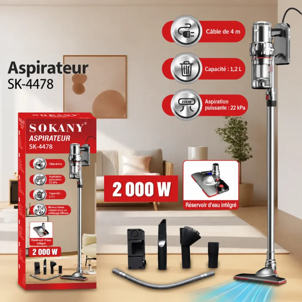 Aspirateur Balai Sokany - 1,2 L - 2000 W- SK-4478 (1).webp