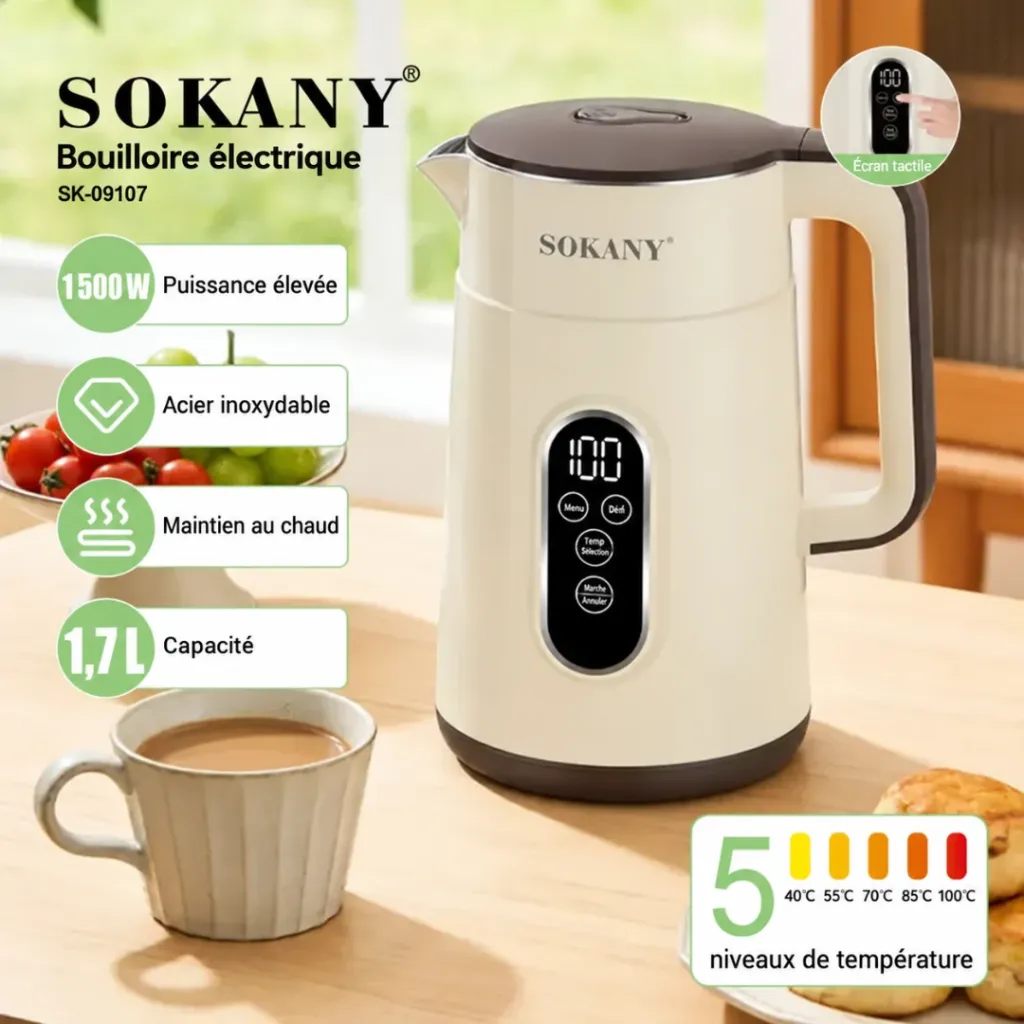 Bouilloire Electrique Sokany- 1,7 L - 1500 W- Beige (4).webp