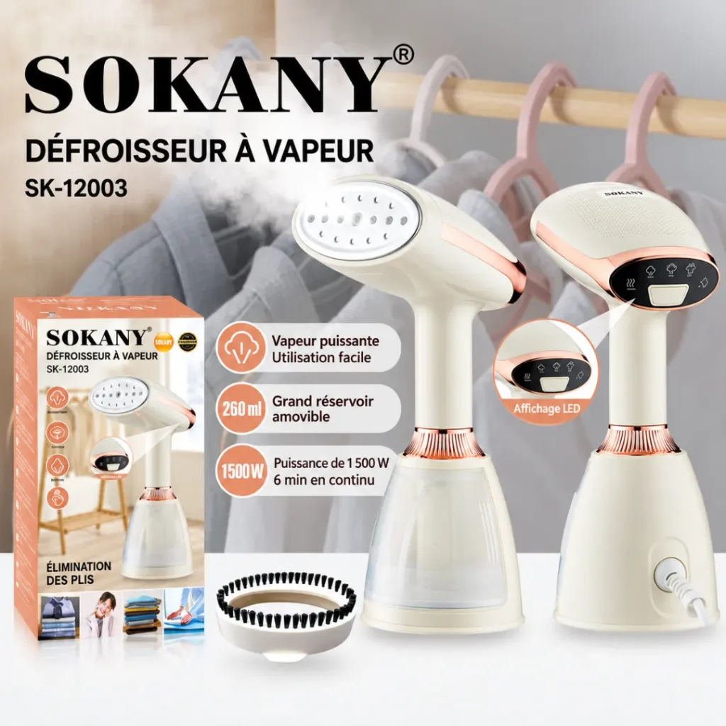 Défroisseur A Vapeur Sokany - 260 ml - 1500 W (4).webp
