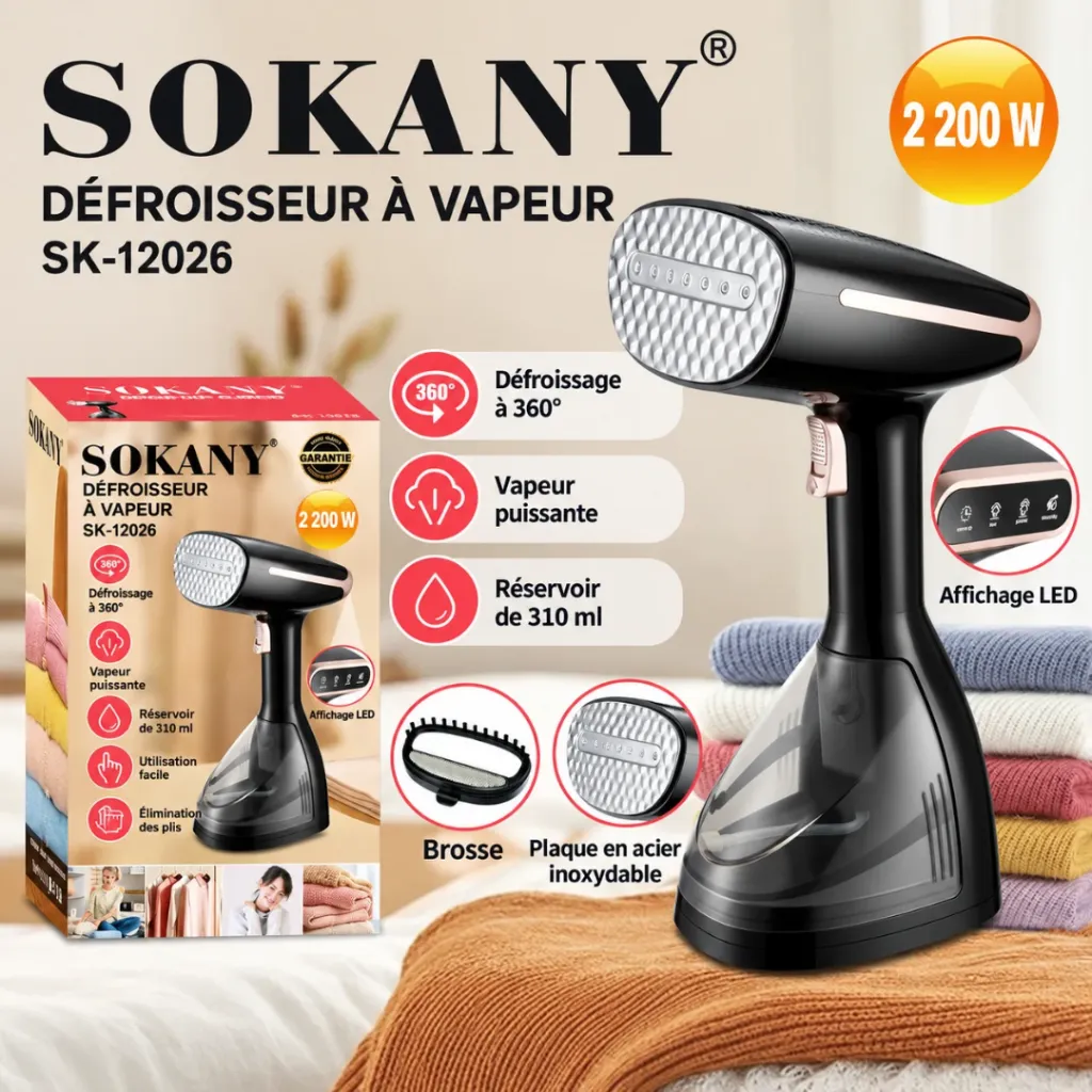 Défroisseur A Vapeur Sokany - 310 ml - 2200 W (2).webp