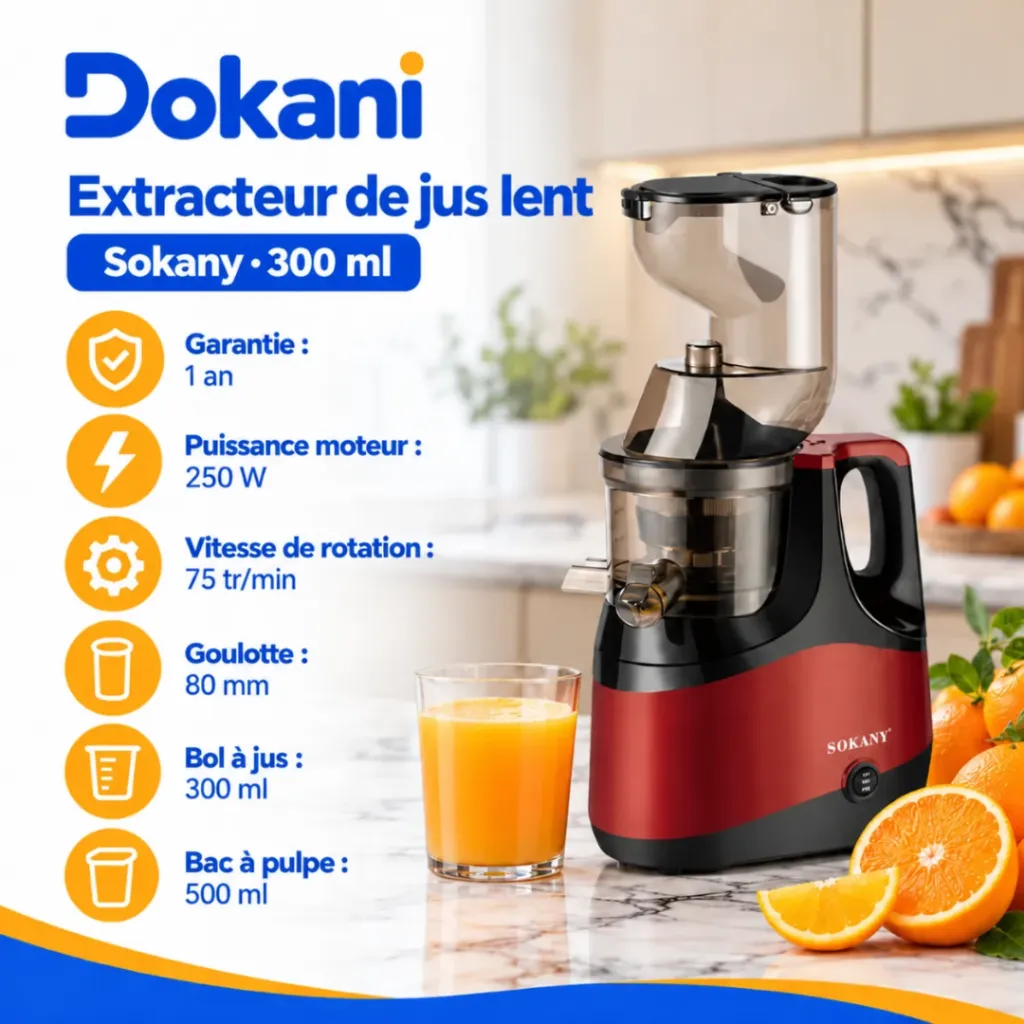 Extracteur De Jus Lent Sokany- 300 ml- 250 W (2).webp