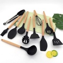 Set D'ustensiles De Cuisine 12 Pièces En Silicone - Noir