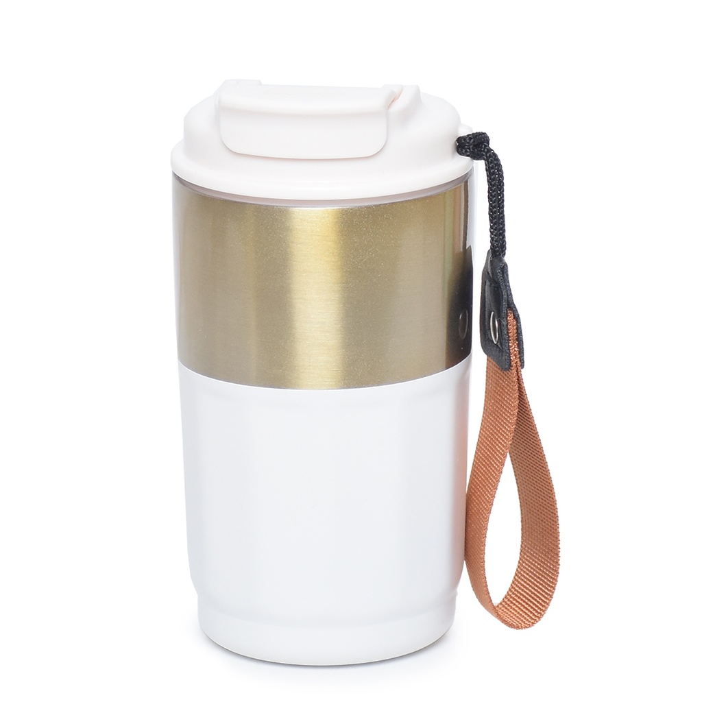 Mug Thermos avec paille en acier inoxydable 450ml - Beige