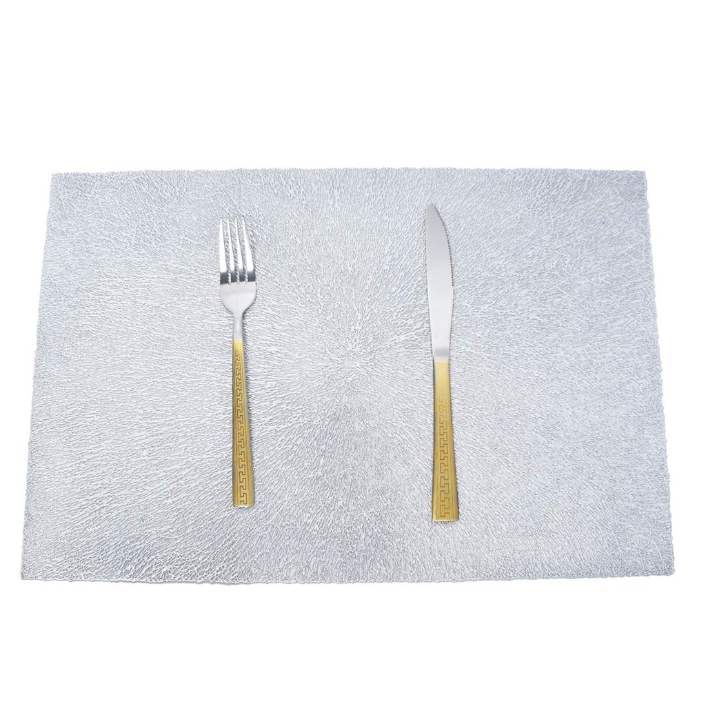 Pack de 2 sous-plats Rectangulaire en plastique Argente