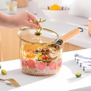 Casserole en Verre avec Couvercle Doré avec Fleur