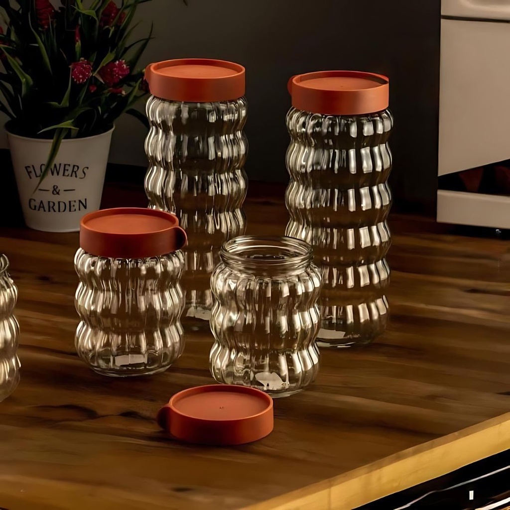 Lot de 6 Boites de Conservation en Verre avec Couvercle