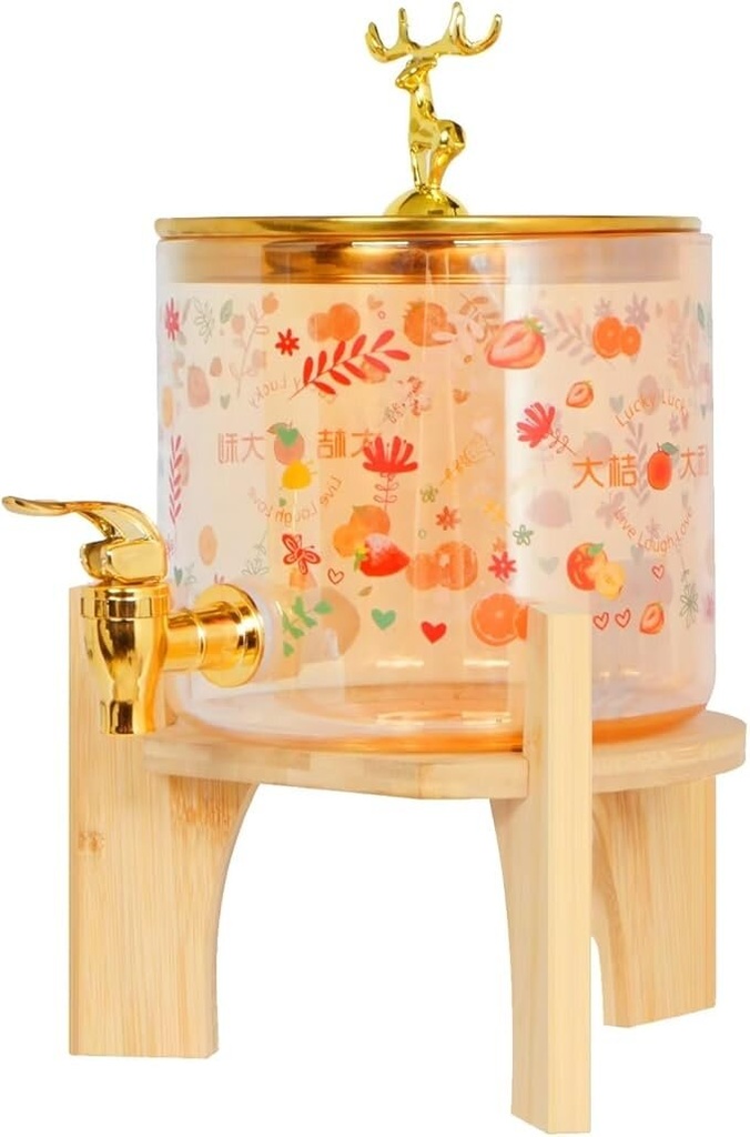Distributeur boisson en verre 2,6 litre avec support en bois