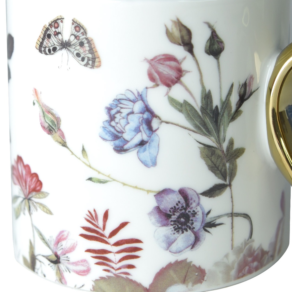 Mug en céramique Fleurie avec Poignée Doré (M2)