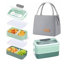 Lunch Box Isotherme deux Niveaux 1600 ml Vert 