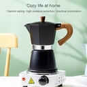 Cafétiere italienne Moka En Aluminuim 3 Tasses Noir avec poignée effet Bois 