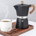 Cafétiere italienne Moka En Aluminuim 3 Tasses Noir avec poignée effet Bois 