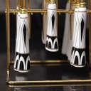 Coffret Ménagère Blanc 24 Pièces avec Support doré poignée en Marbre M4
