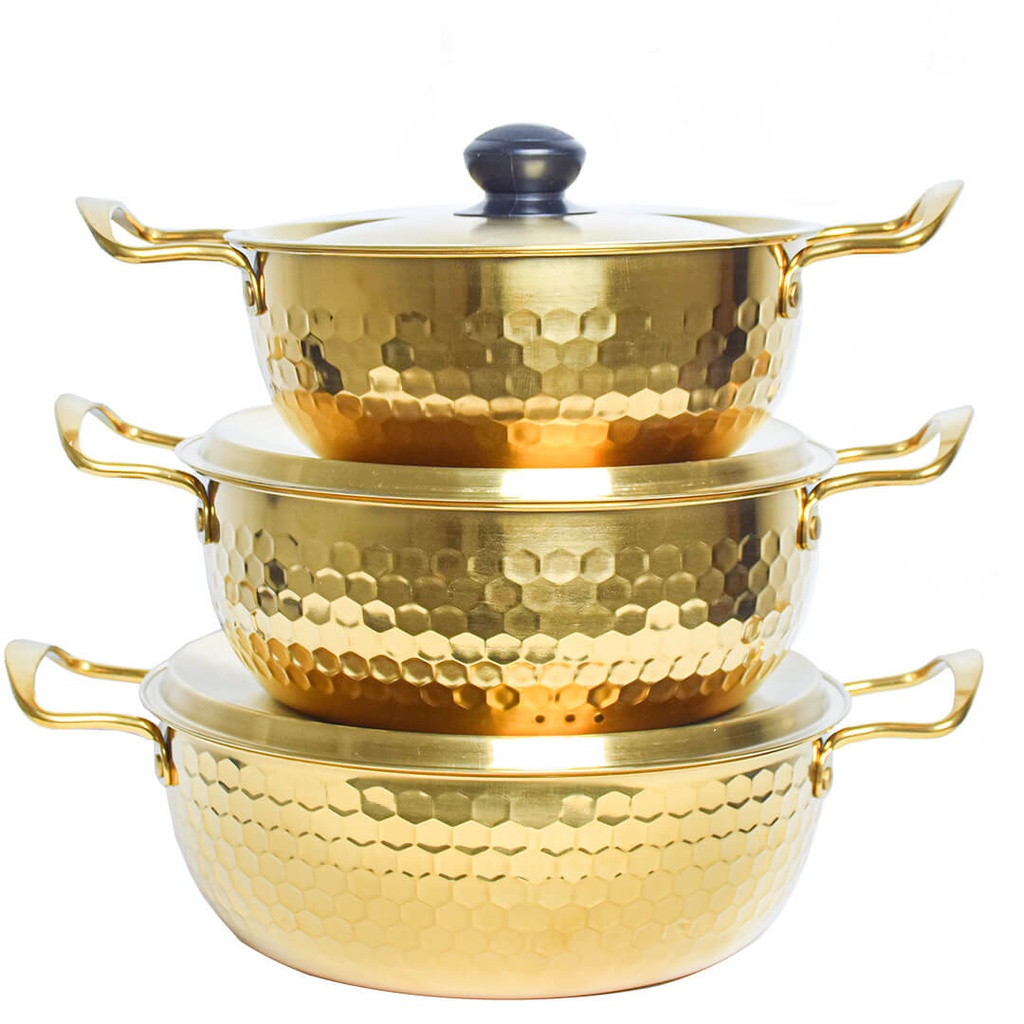 Ensemble de 3 Casseroles en acier inoxydable Doré