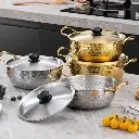 Ensemble de 3 Casseroles en acier inoxydable Doré