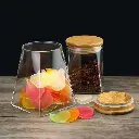 Lot de 4 Boite En verre avec Couvercle en Bois Bambou