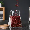 Lot de 4 Boite En verre avec Couvercle en Bois Bambou