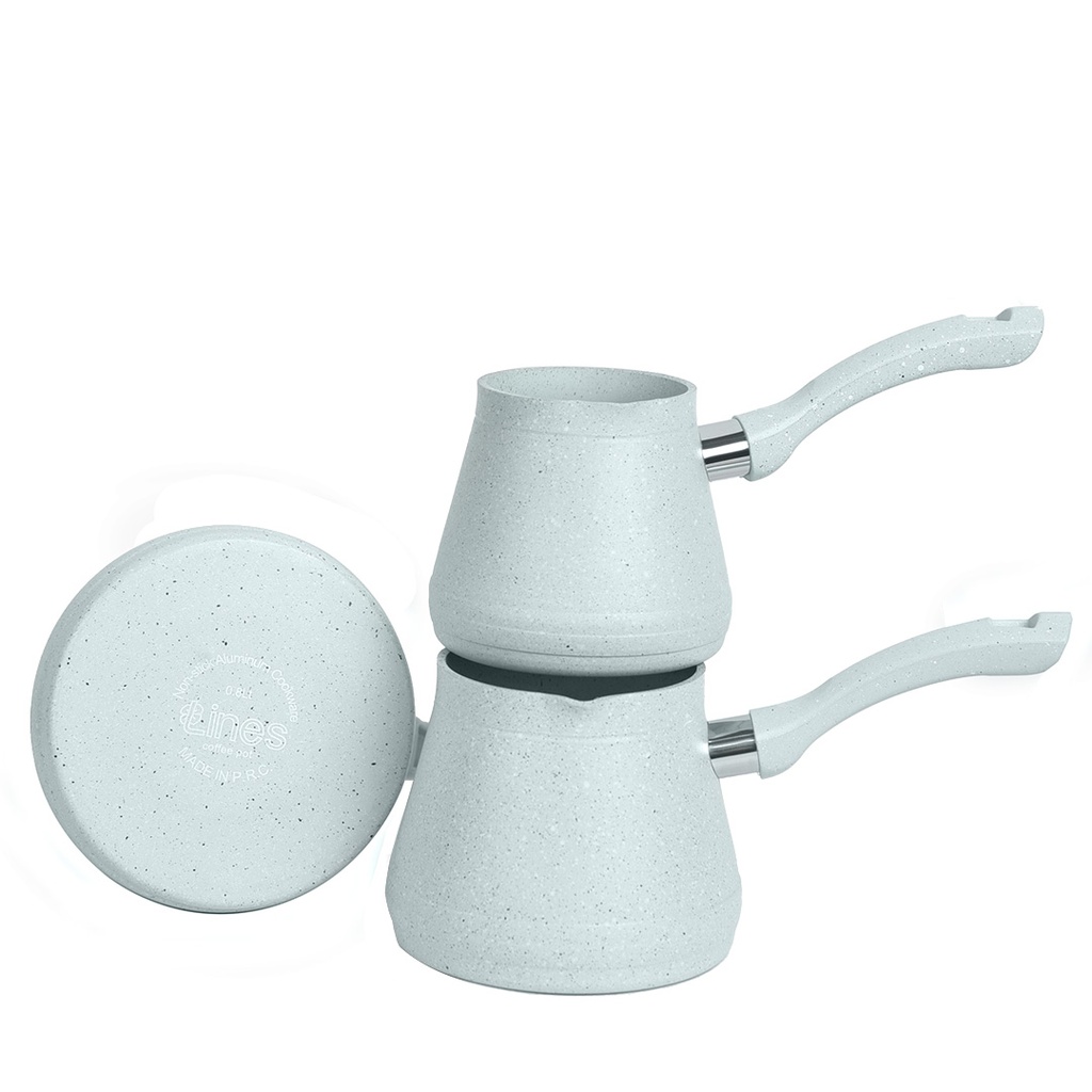 Set de 3 pots à lait Lines En Granite avec Support - Pastel