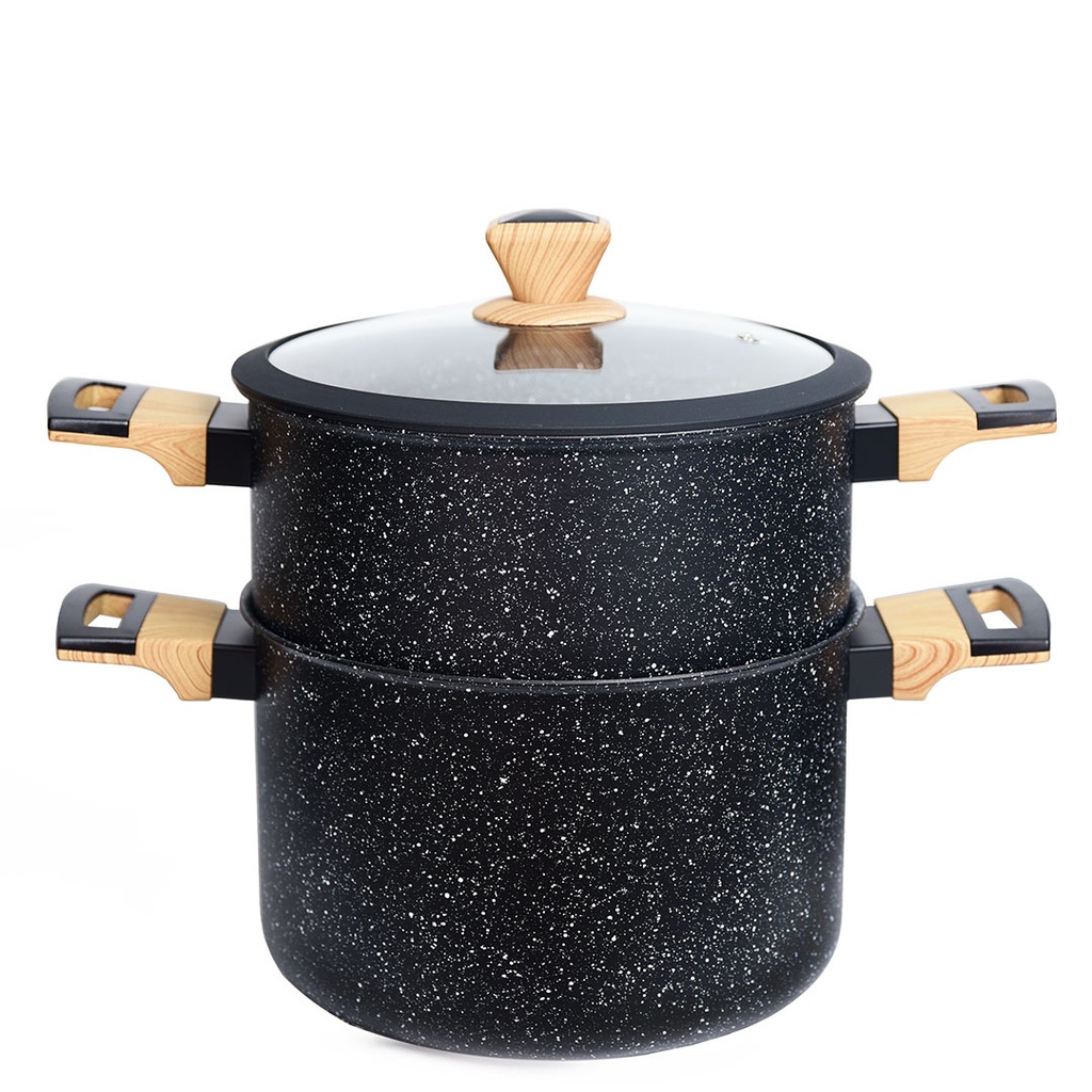 Batterie De Cuisine Sizar 21 Pièces Granite -Noir