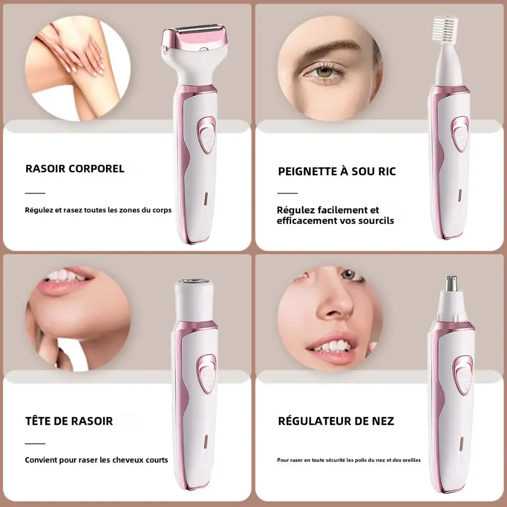 Kit d'épilation rechargeable corps et visage pour femme 4 en 1 Daling ...