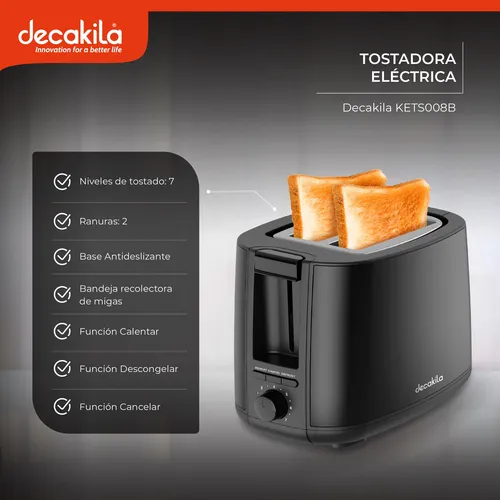 Decakila Grille-pain électrique 2 tranches 650-750W