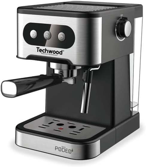 Machine Expresso Techwood 20 Bars avec Buse Vapeur & Réservoir 1,5L – Compatible Café Moulu & Capsules TCA-156EXN